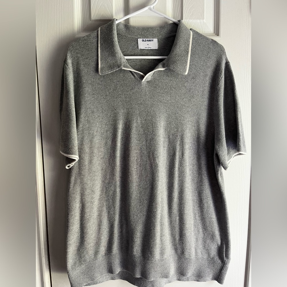 Old Navy tipped collar polo sweater gray men’s size XL - Picture 15 of 15